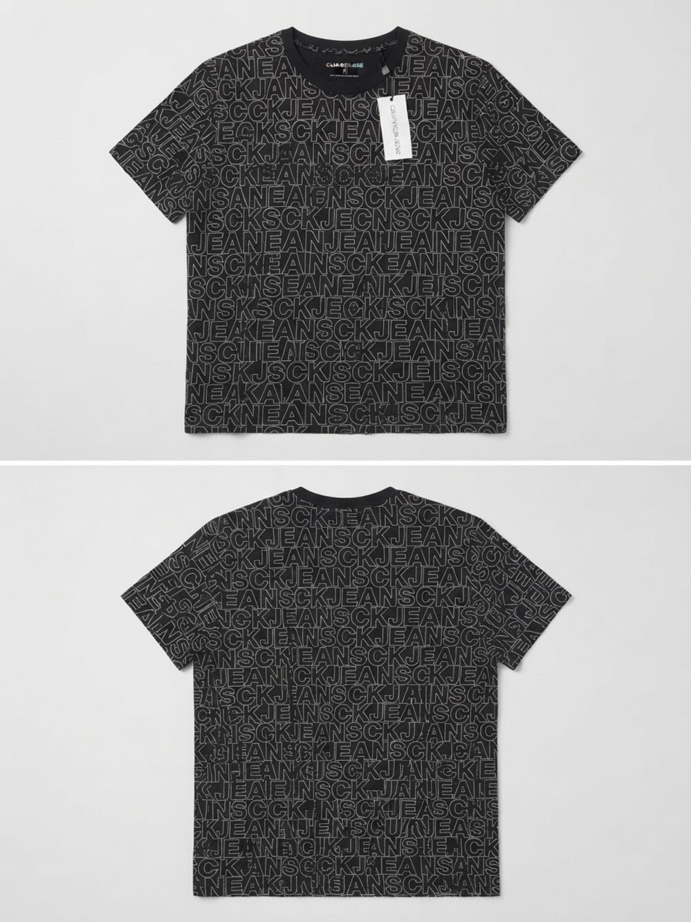 Calvin Klein Jeans Black All-Over Logo Short Sleeve Tee